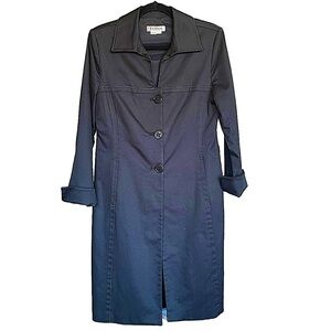 KAY Unger Vintage Black Stretch Cotton Trench Coat Size 10